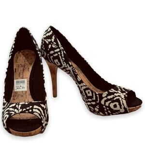 Christian siriano shoes heels 4.5” cork heels cork insole fabric uppers suze 8.5